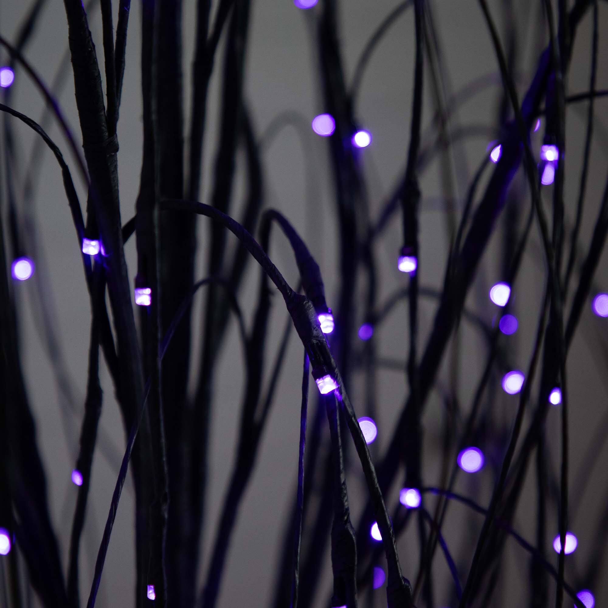 6ft. Orange & Purple LED Pre-Lit Halloween Black Willow Artificial Fall Tree